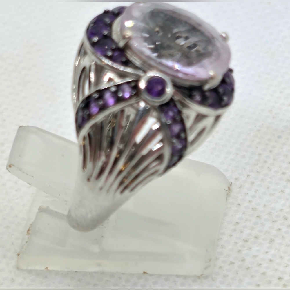 Victoria Wieck  Rose De France Amethyst & African Amethyst Art Deco Ring - Picture 3 of 12